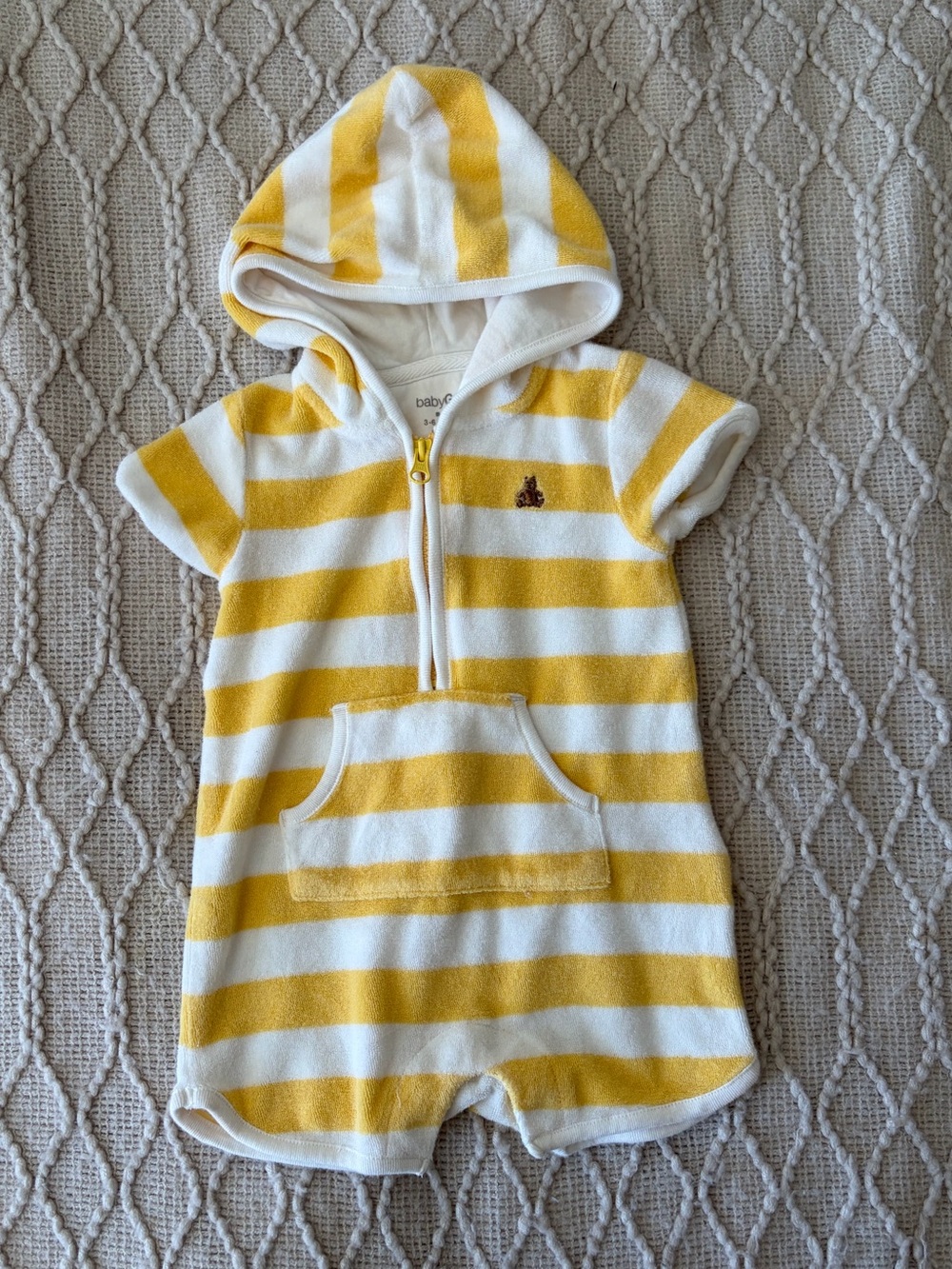 Striped Yellow & White Hooded One-Piece Romper - Baby GAP